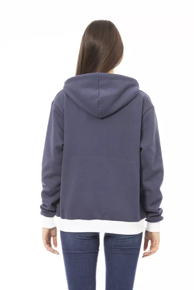 Chic Blue Fleece Hoodie with Front Logo