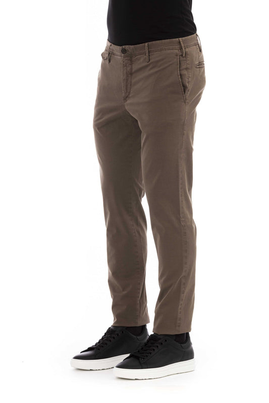 Sleek Cotton Blend Brown Trousers