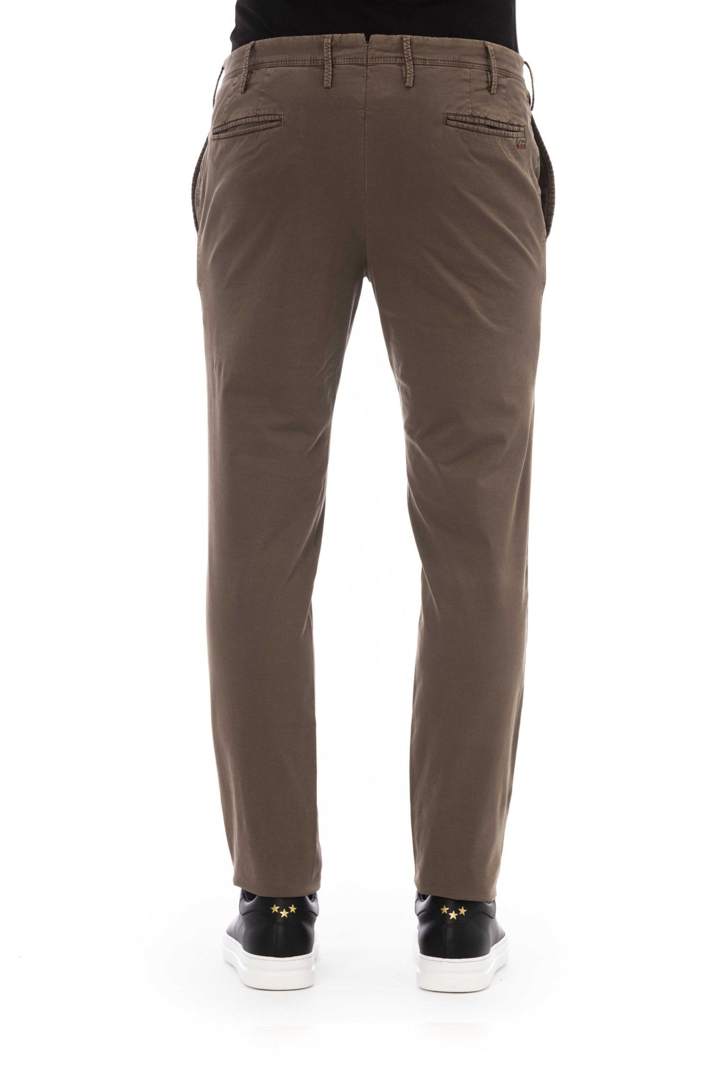 Sleek Cotton Blend Brown Trousers