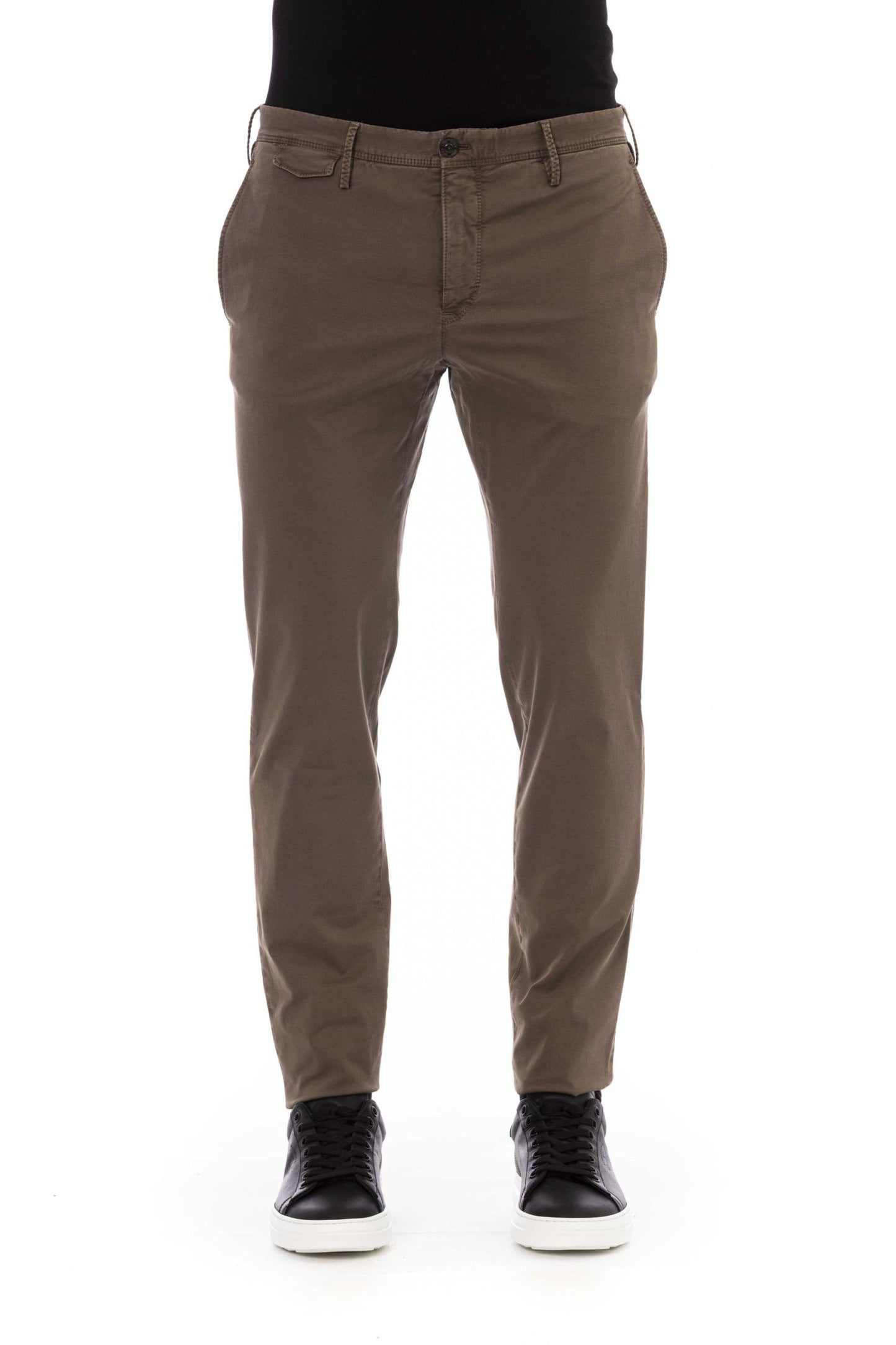 Sleek Cotton Blend Brown Trousers