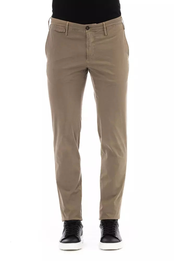 Elegant Beige Cotton Blend Trousers