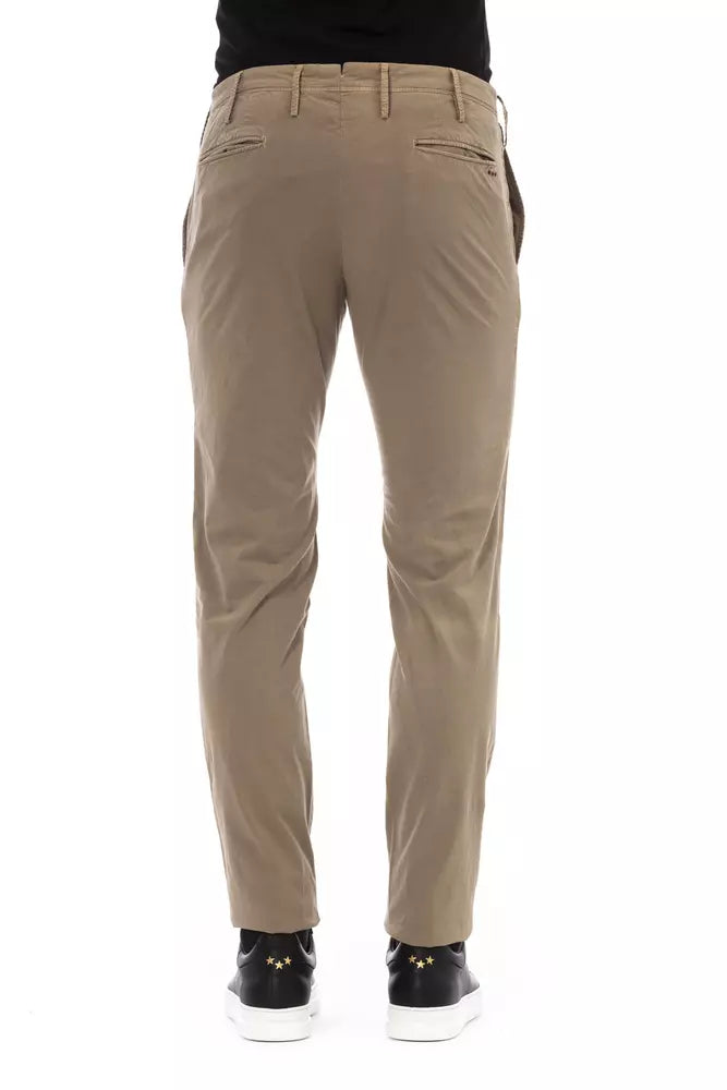 Elegant Beige Cotton Blend Trousers