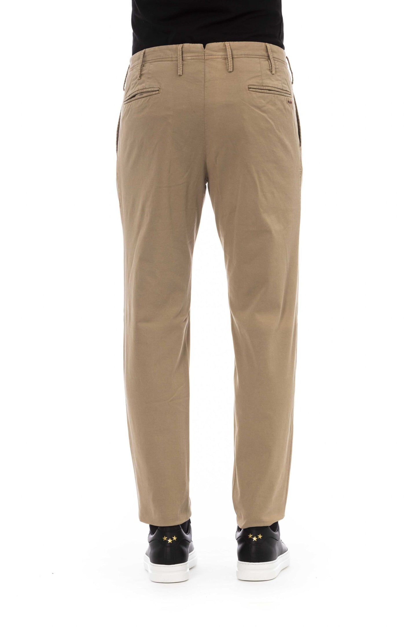 Chic Beige Cotton Stretch Pants for Men