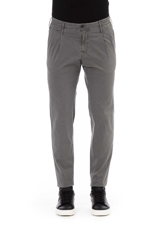 Sophisticated Gray Cotton-Stretch Trousers