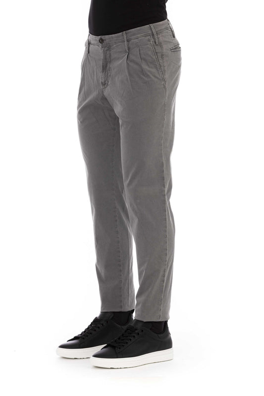 Sophisticated Gray Cotton-Stretch Trousers