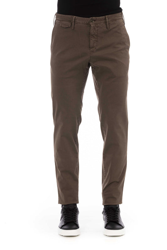 Elegant Brown Cotton Blend Trousers