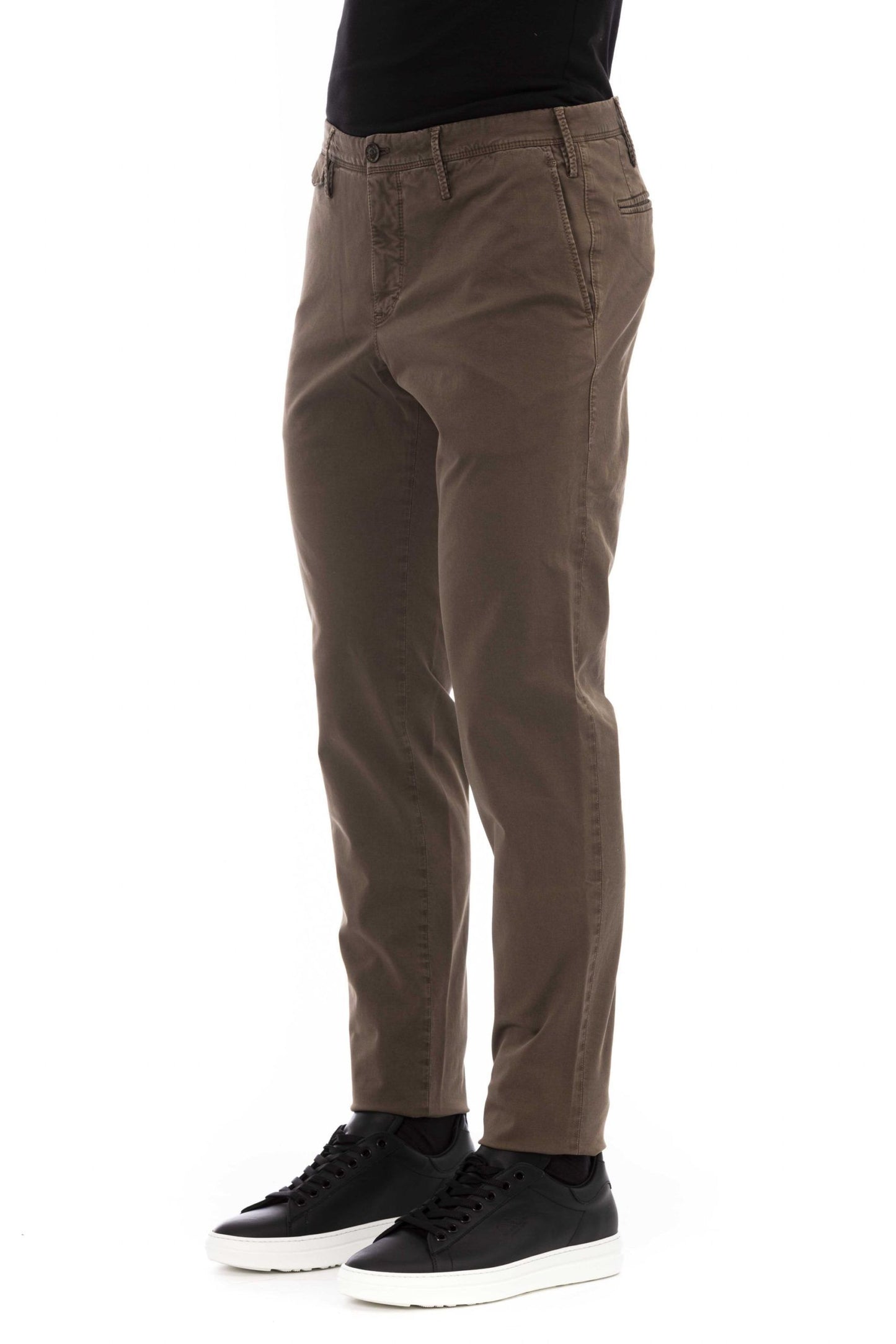 Elegant Brown Cotton Blend Trousers