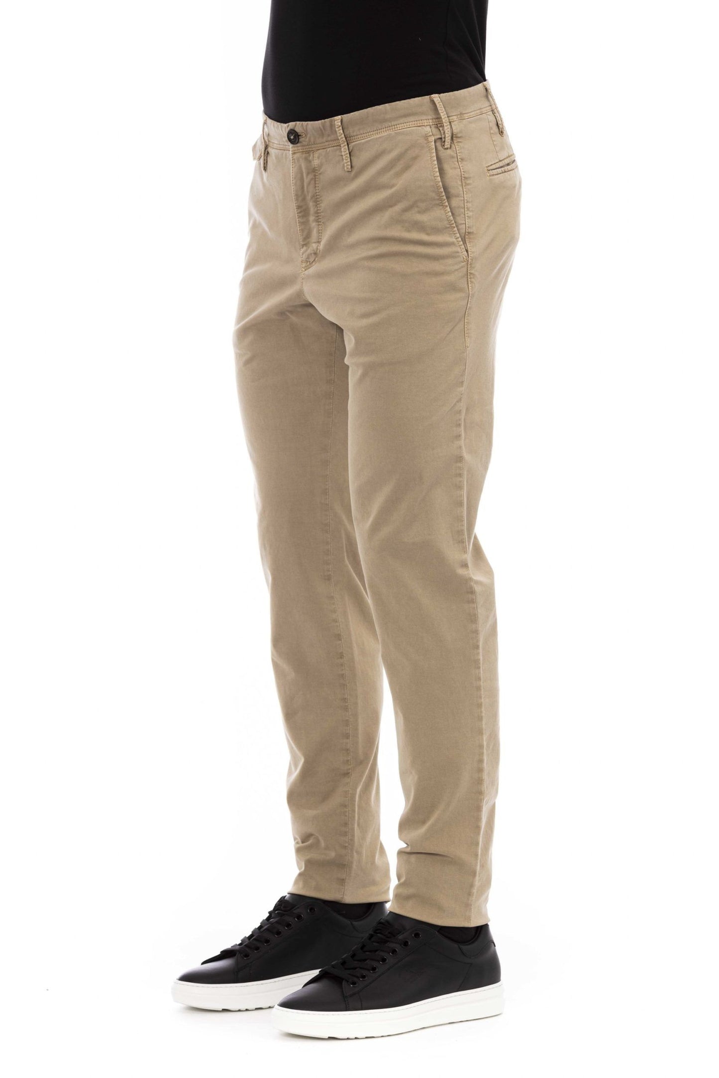 Chic Beige Cotton Stretch Pants