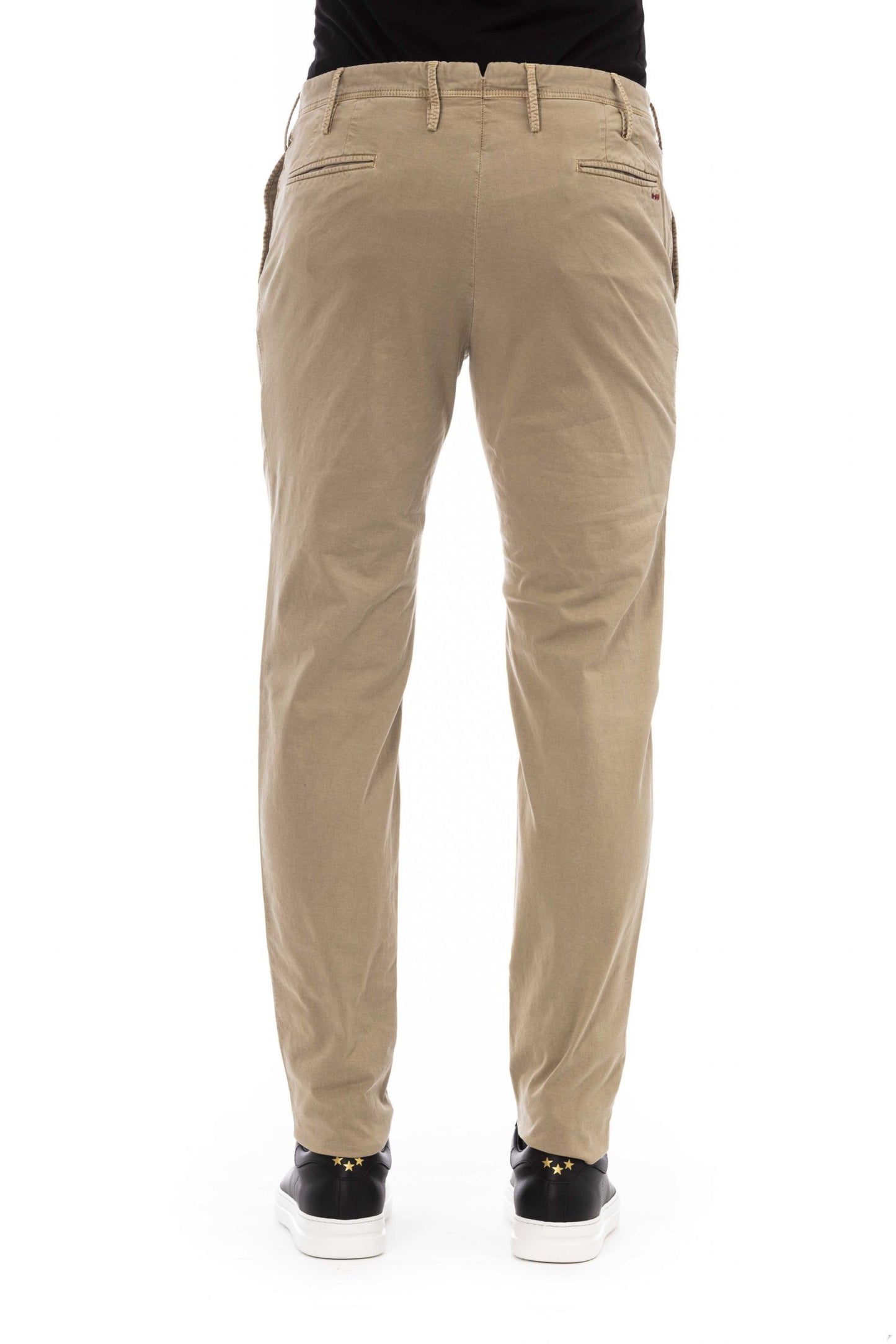 Chic Beige Cotton Stretch Pants