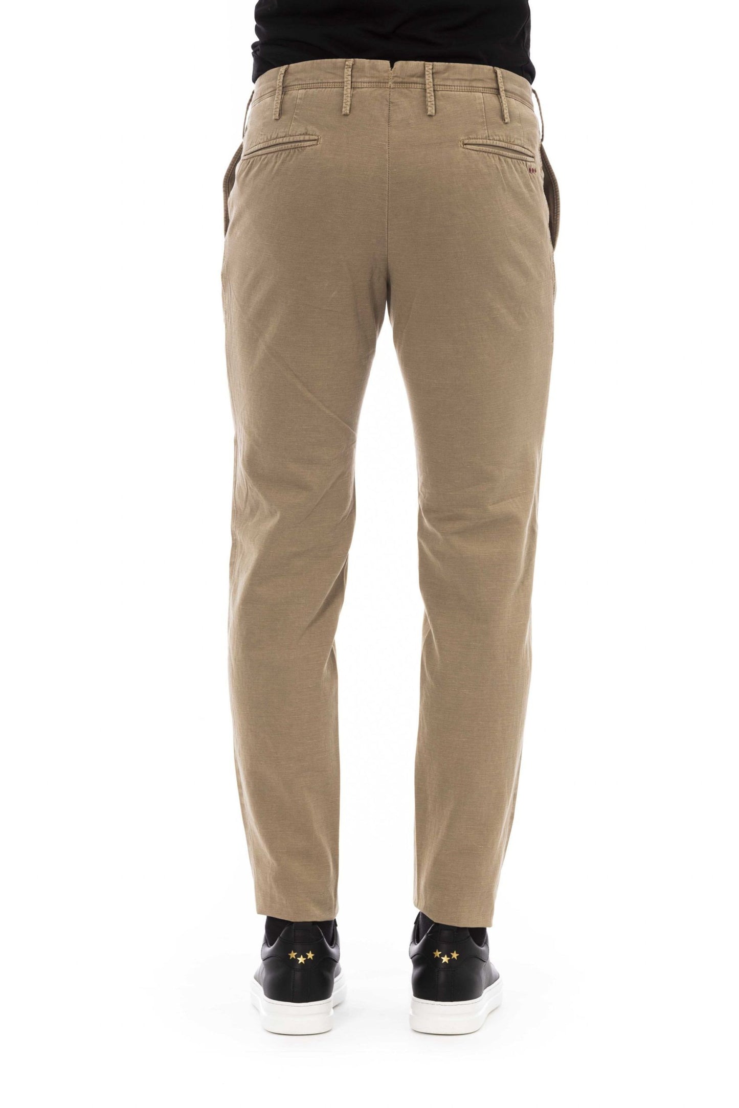 Beige Cotton-Linen Blend Men's Trousers