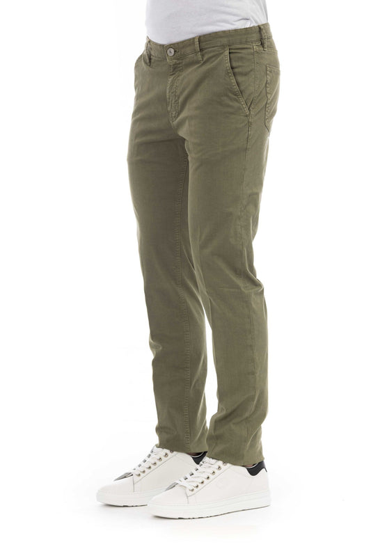 Sleek Green Cotton Blend Trousers