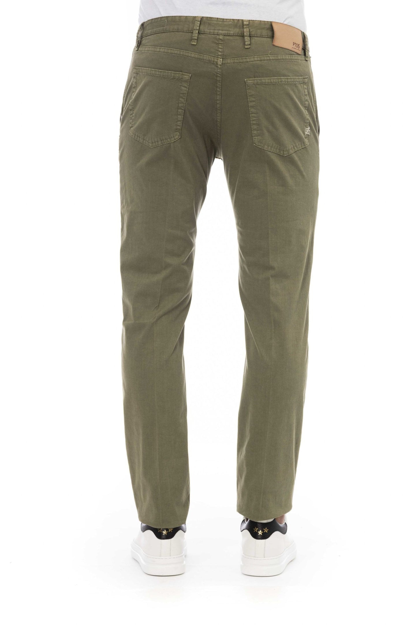 Sleek Green Cotton Blend Trousers