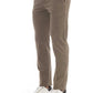 Elegant Beige Cotton Stretch Jeans