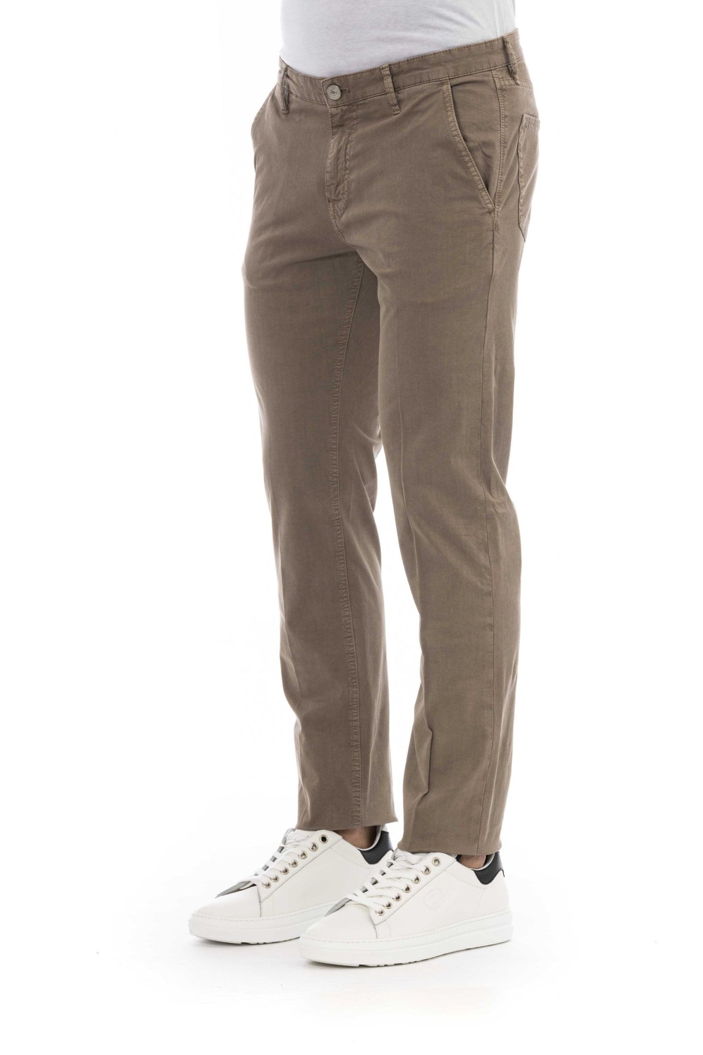 Elegant Beige Cotton Stretch Jeans