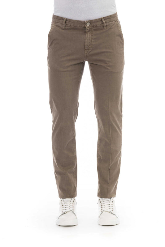 Elegant Beige Cotton Stretch Jeans