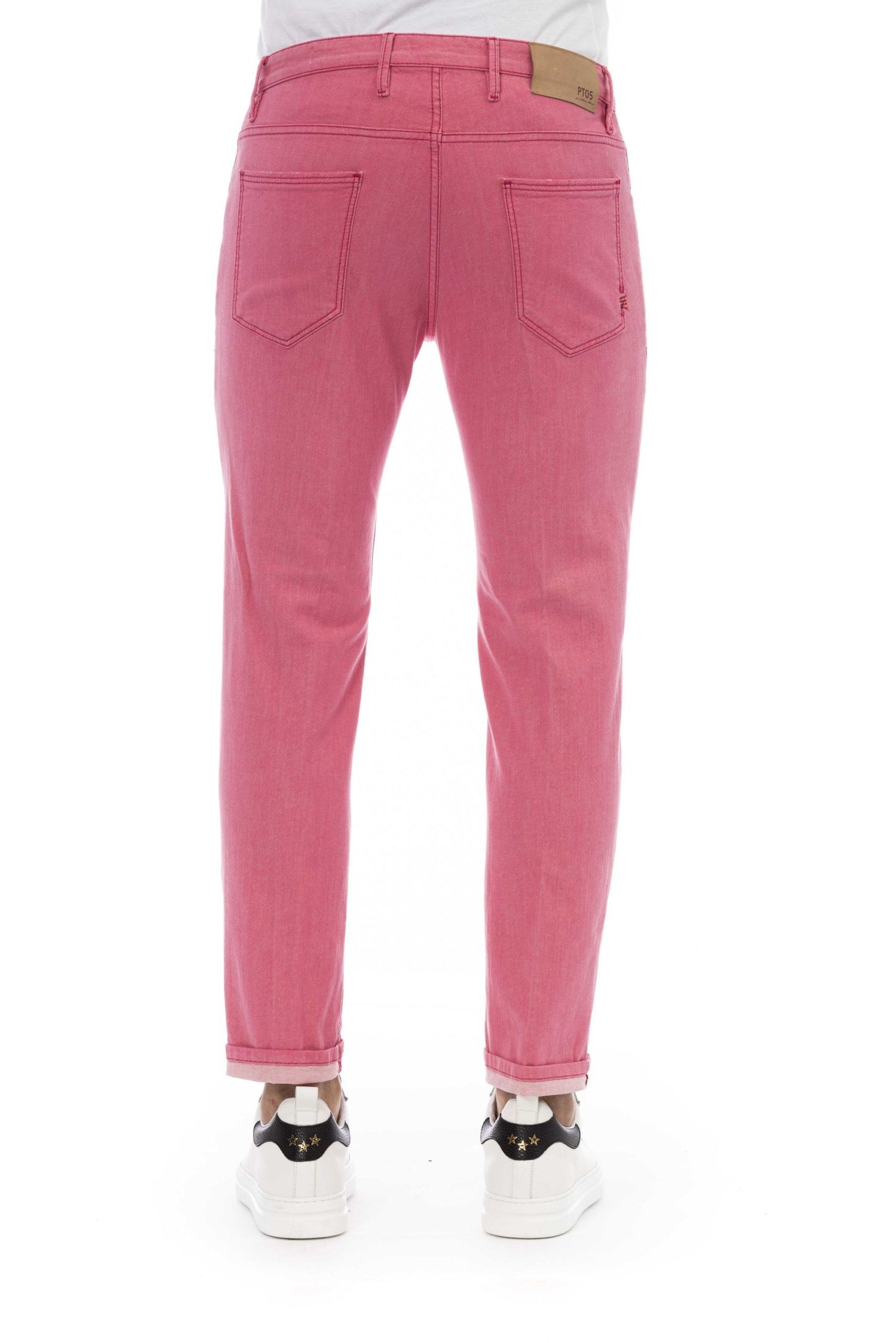 Chic Pink Cotton Blend Jeans for Men