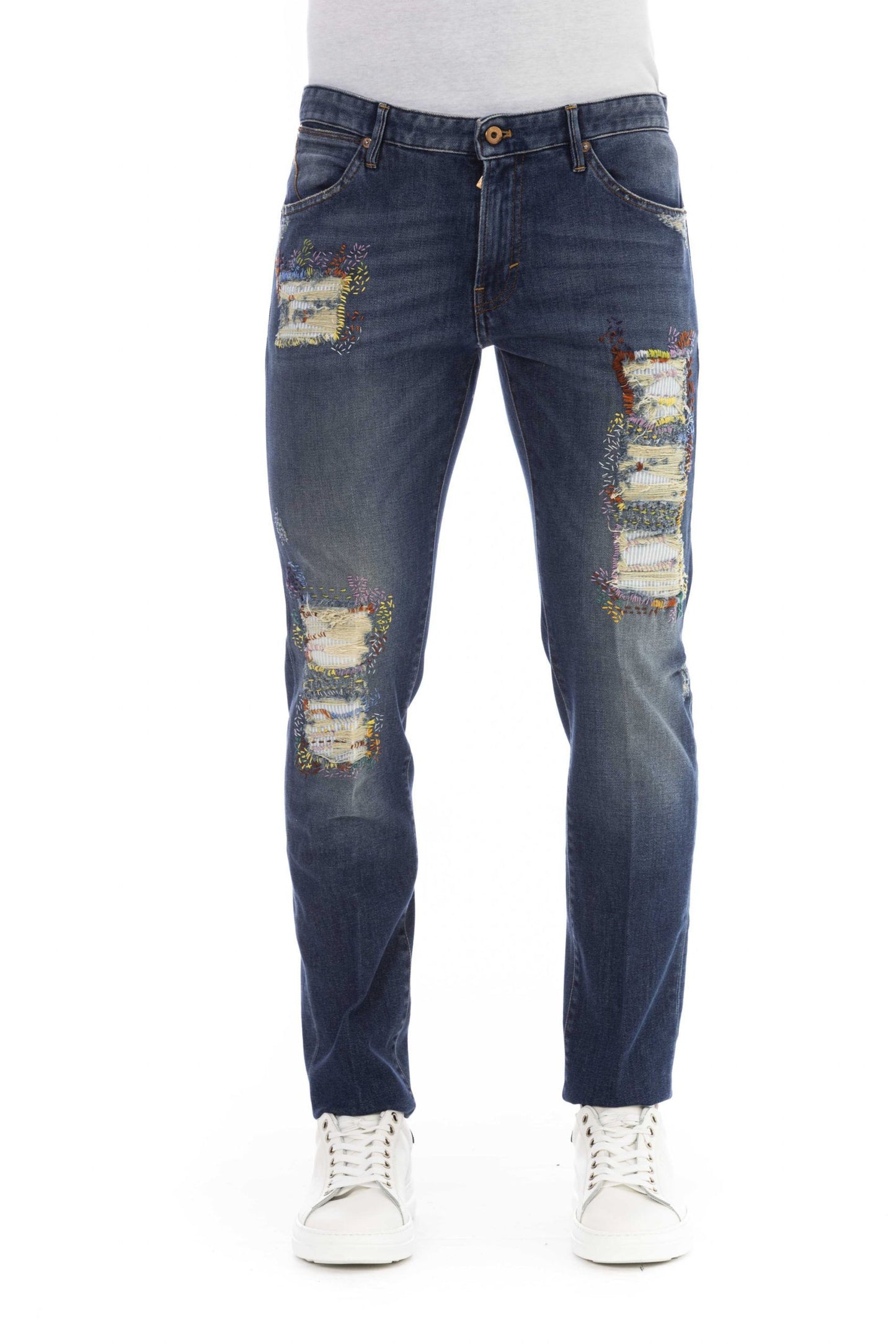 Chic Embroidered Cotton Stretch Jeans