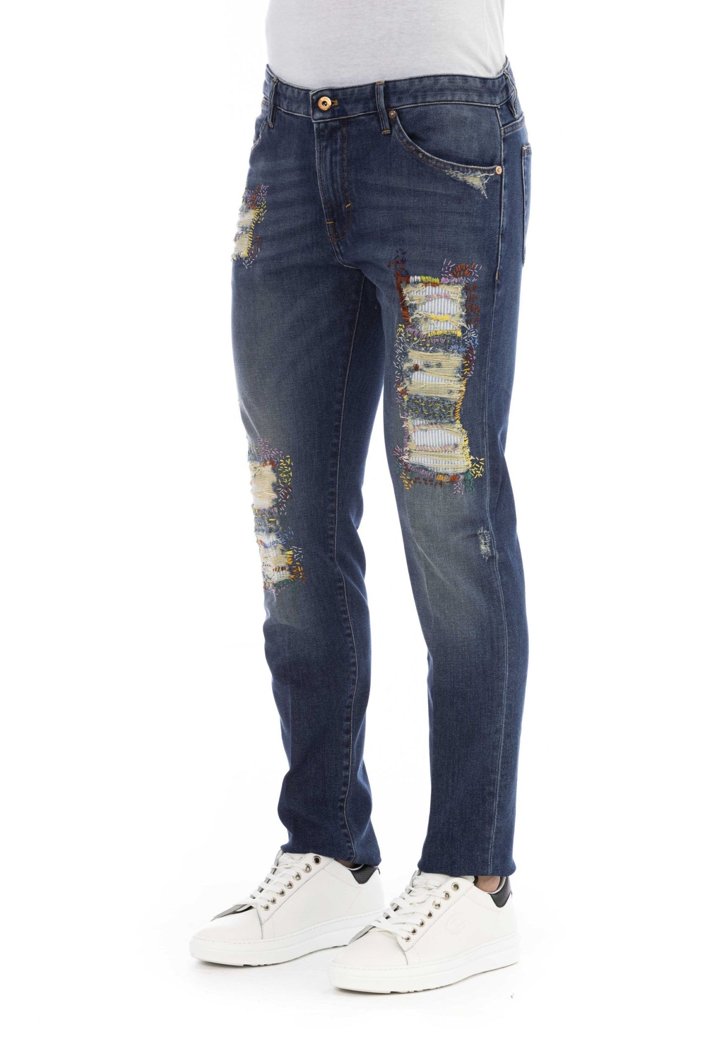 Chic Embroidered Cotton Stretch Jeans