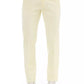 Beige Button-Up Cotton Jeans for Men