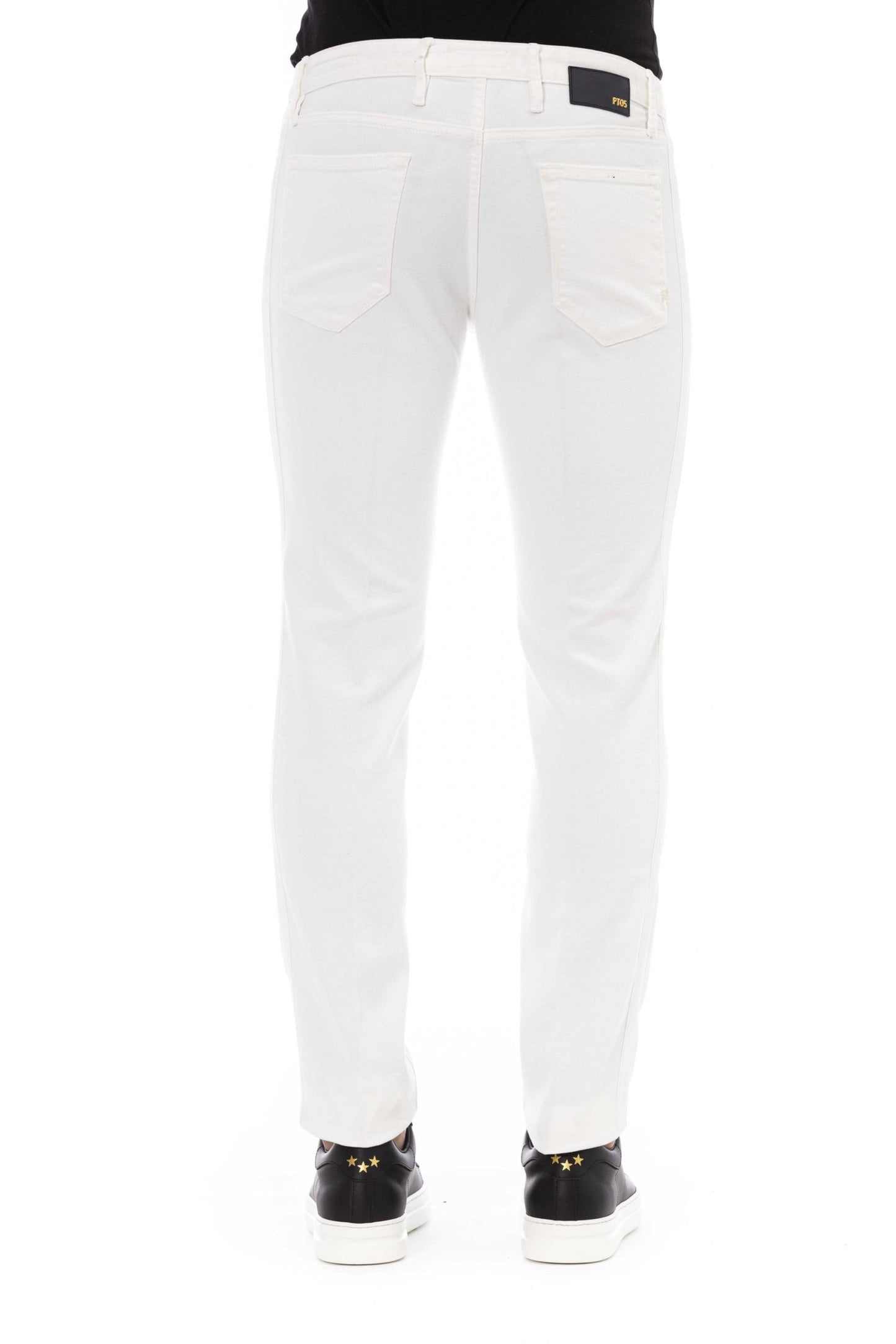 Elegant White Cotton Stretch Jeans