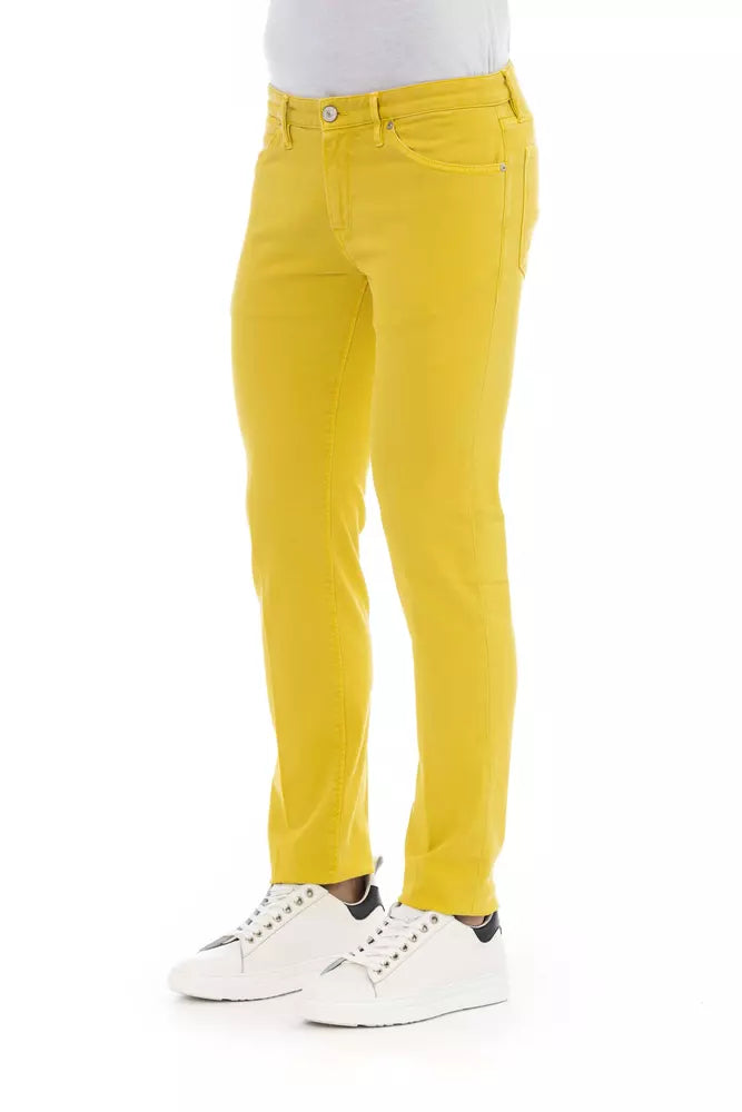 Chic Yellow Button-Up Men's Jeans