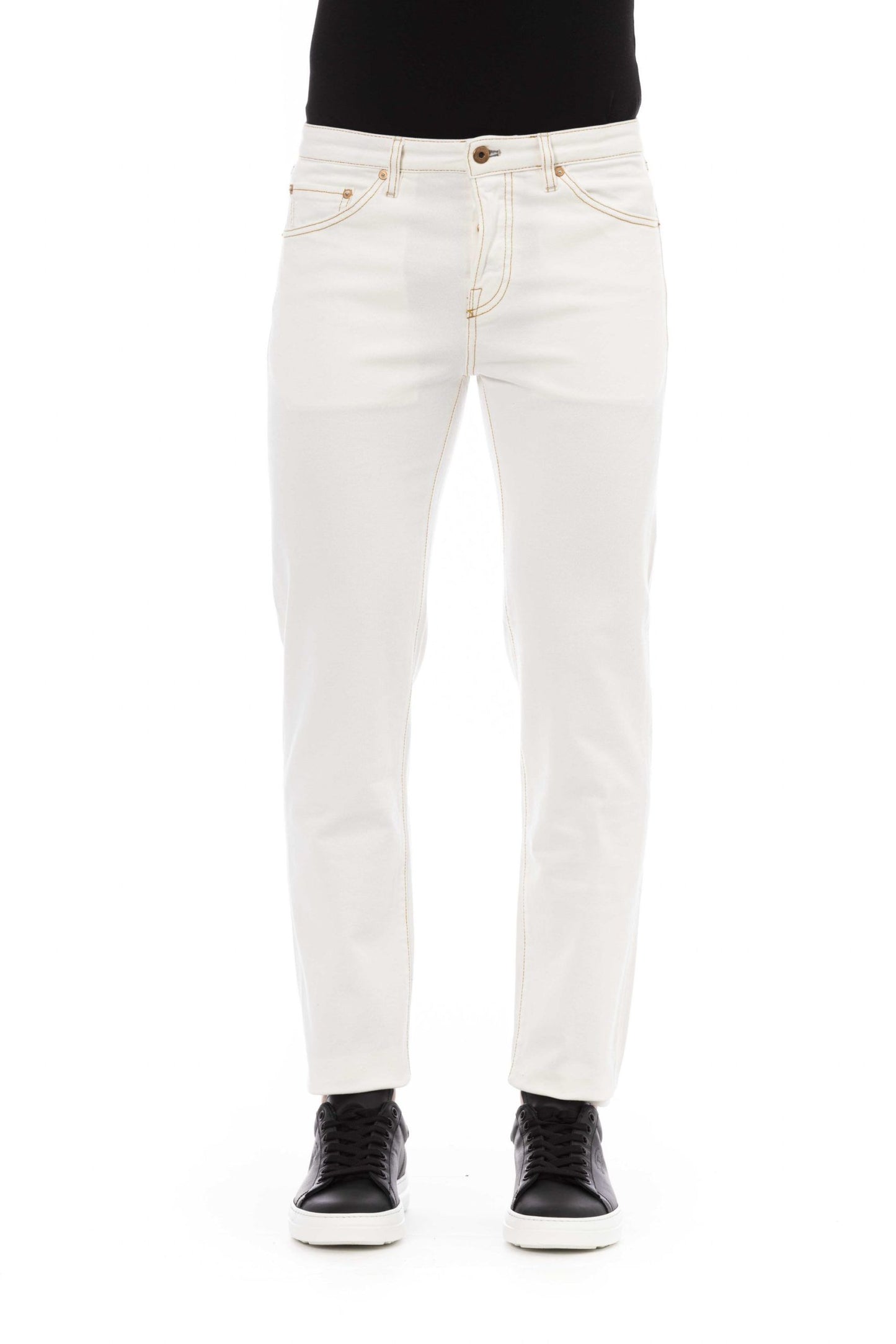 Elegant White Stretch Cotton Jeans