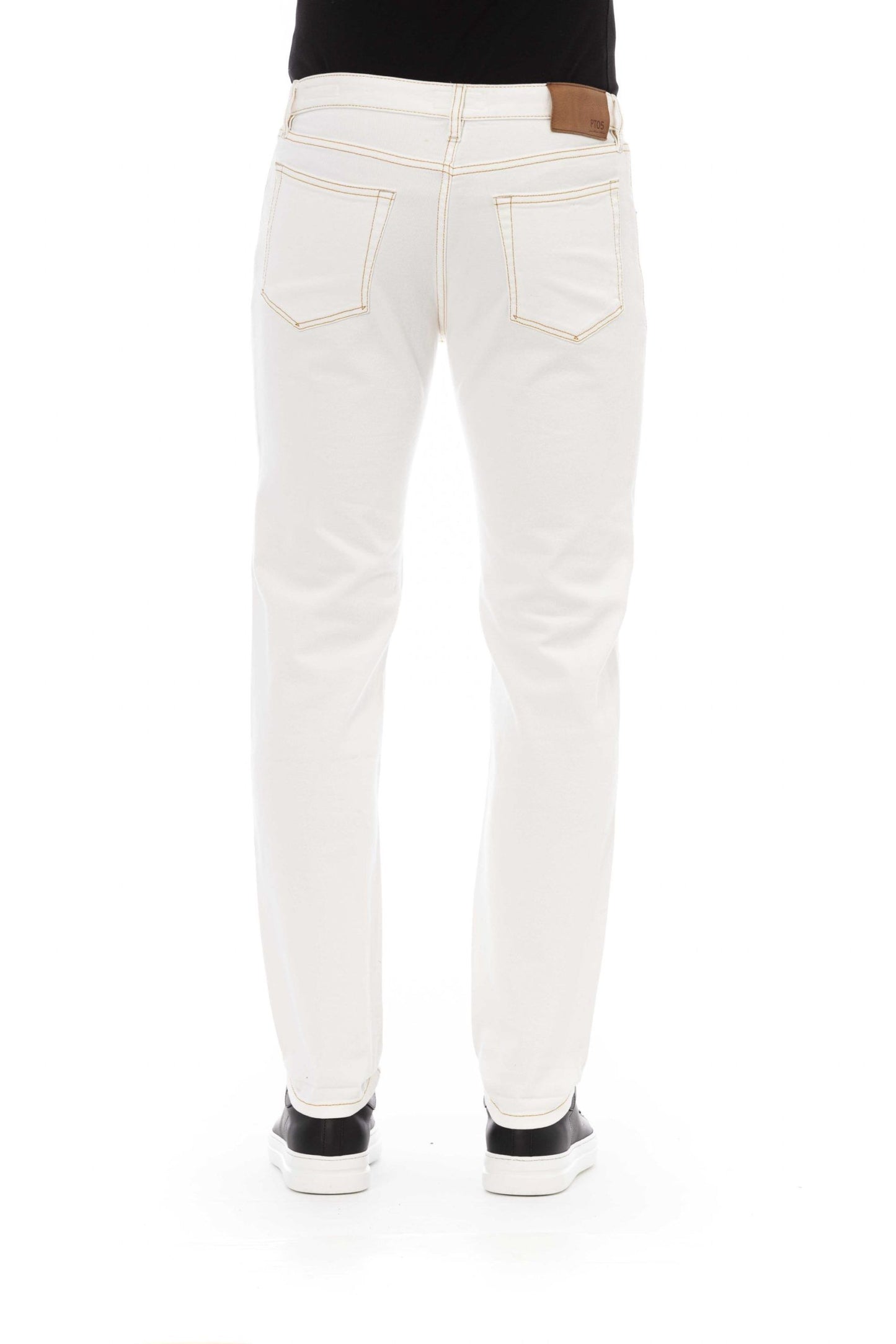 Elegant White Stretch Cotton Jeans