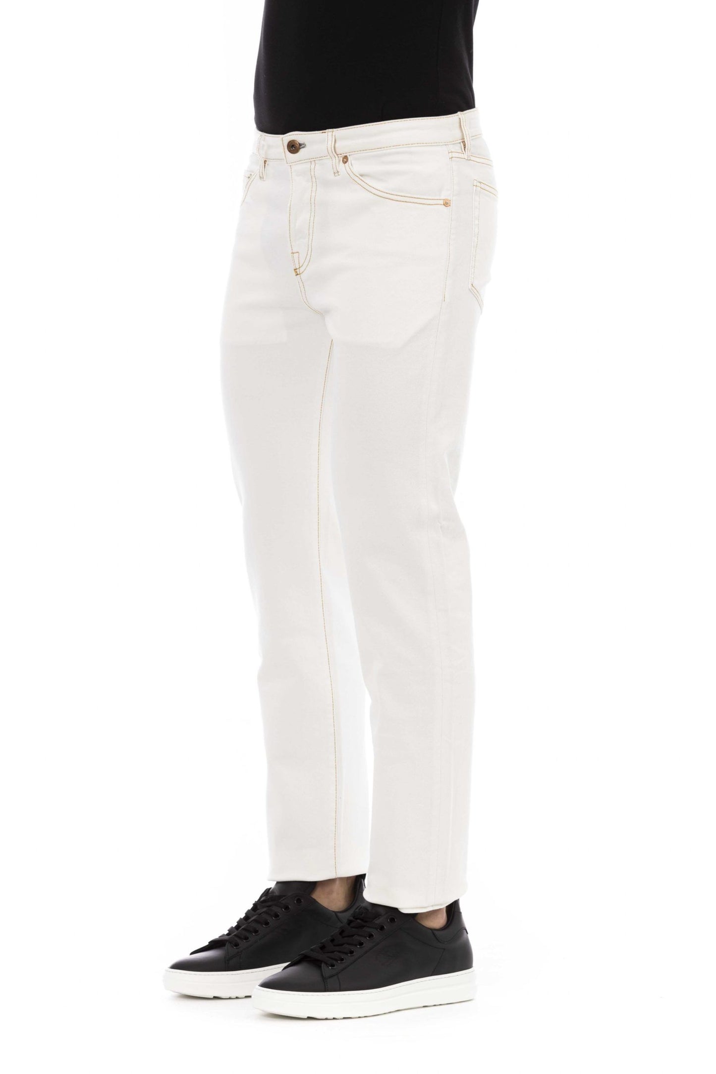 Elegant White Stretch Cotton Jeans