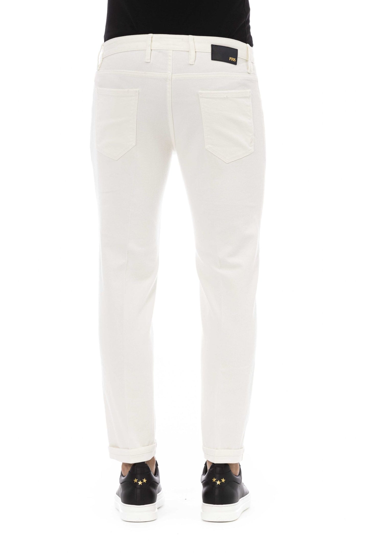 Elegant White Stretch Cotton Jeans