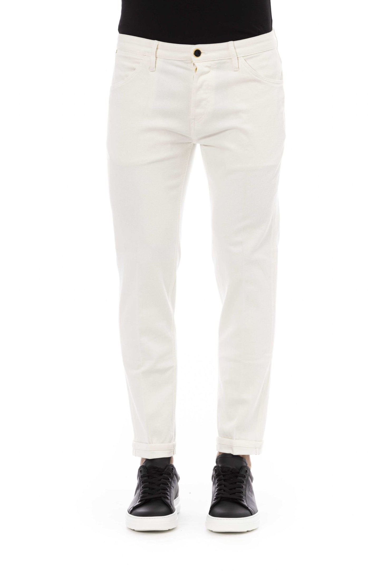 Elegant White Stretch Cotton Jeans