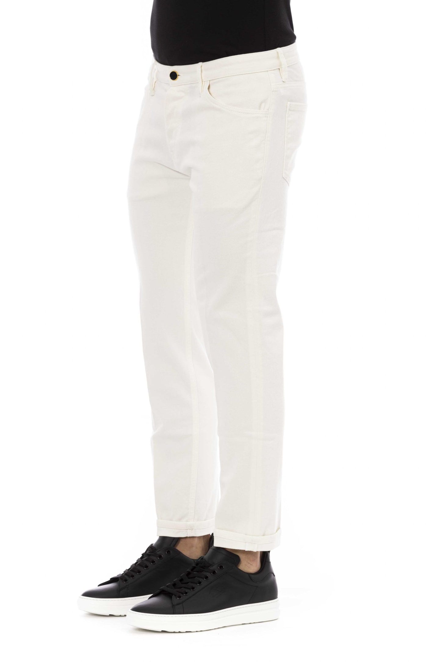 Elegant White Stretch Cotton Jeans