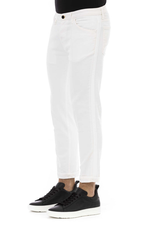 Elegant White Cotton Stretch Jeans