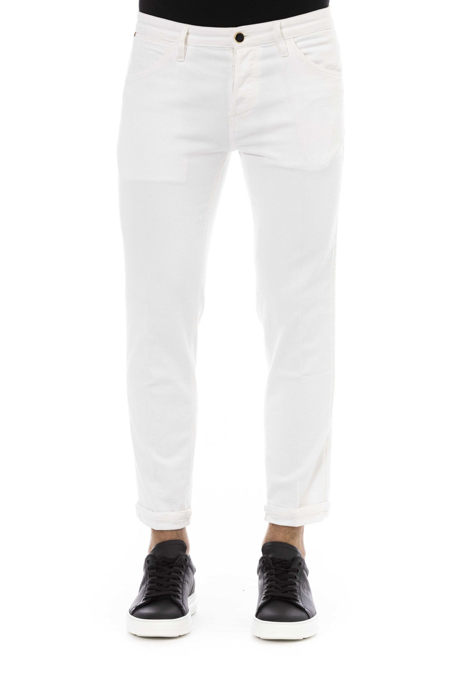 Elegant White Cotton Stretch Jeans