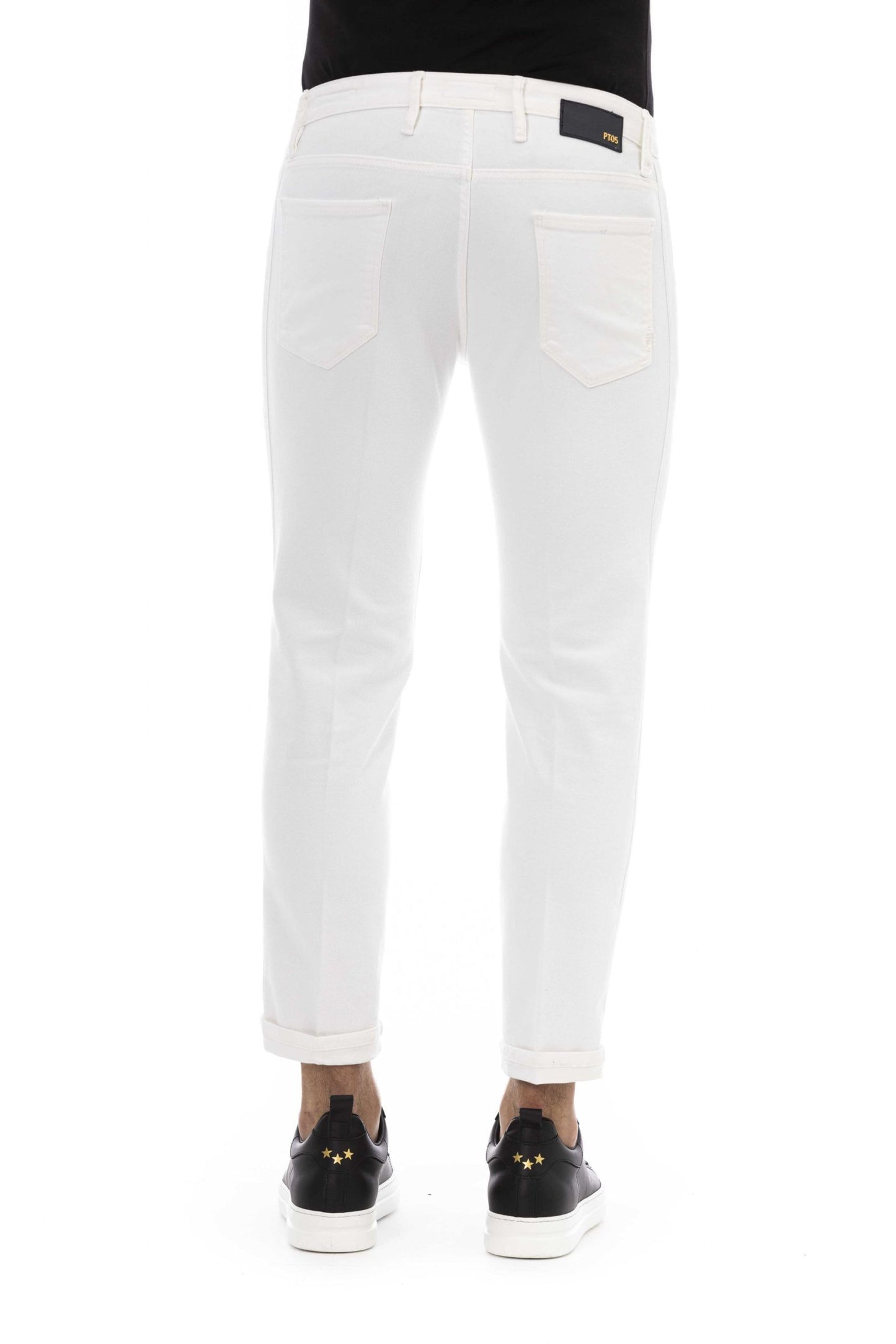 Elegant White Cotton Stretch Jeans