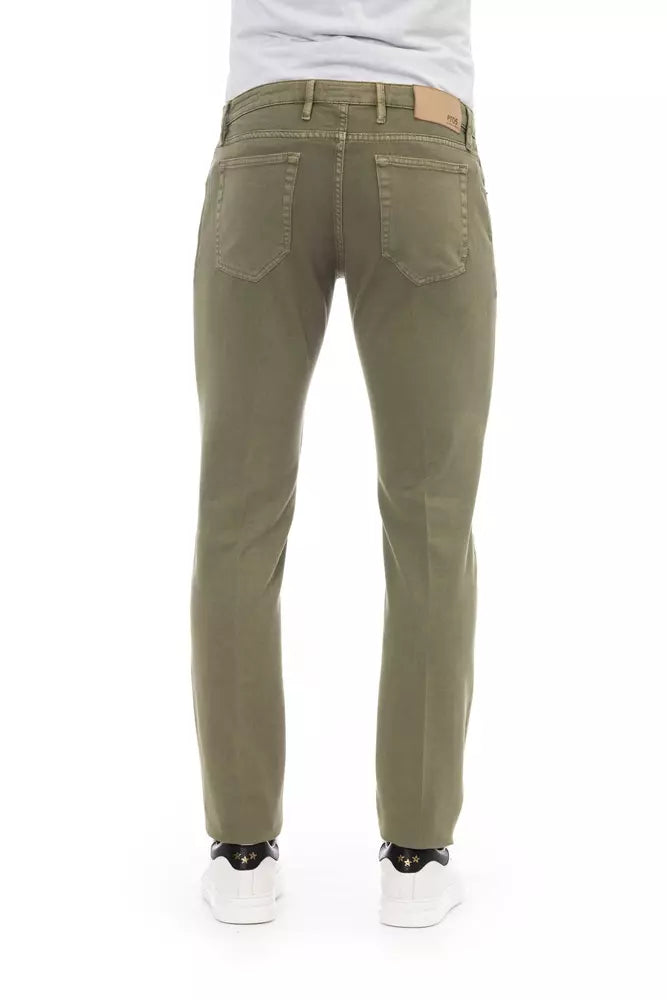 Elegant Green Cotton Stretch Jeans