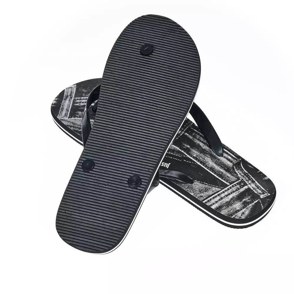 Sleek Black Logo Flip Flops for Men