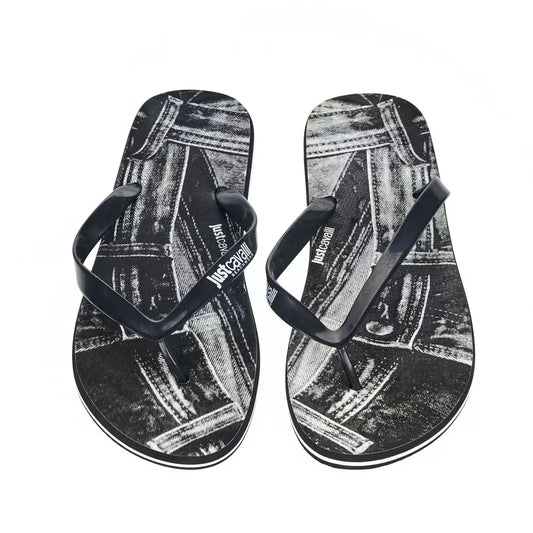 Sleek Black Logo Flip Flops for Men