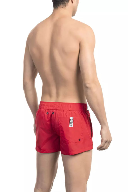 Red Micro Swim Shorts with Contrast Band