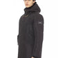 Sleek Black Long Jacket with Monogram Detail