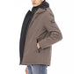 Chic Beige Long Jacket with Monogram Detail