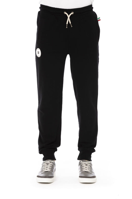 Chic Black Cotton Sport Sweatpants