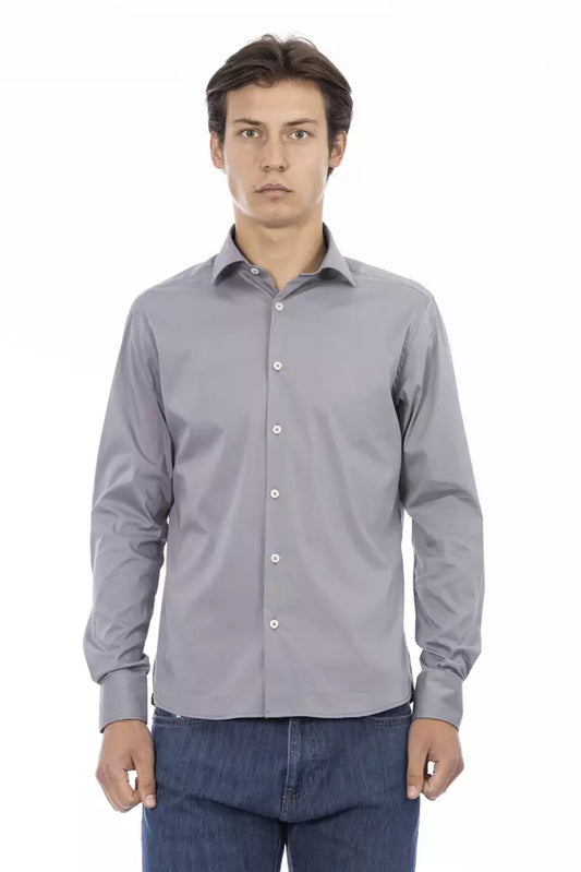 Chic Gray Slim Fit Designer Shirt