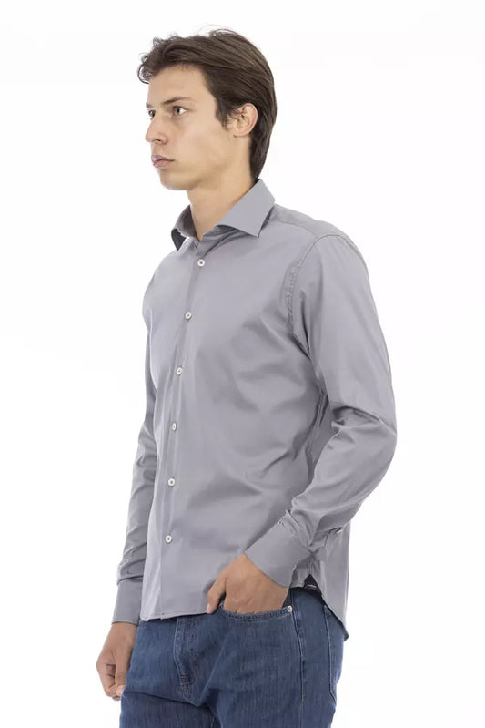 Chic Gray Slim Fit Designer Shirt