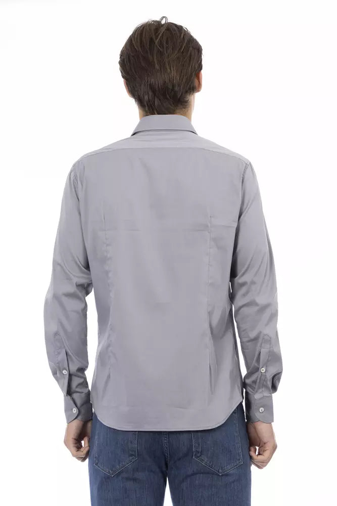 Chic Gray Slim Fit Designer Shirt