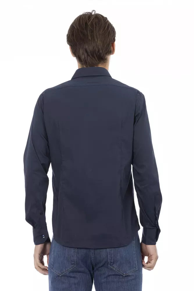 Sleek Blue Slim-Fit Designer Shirt