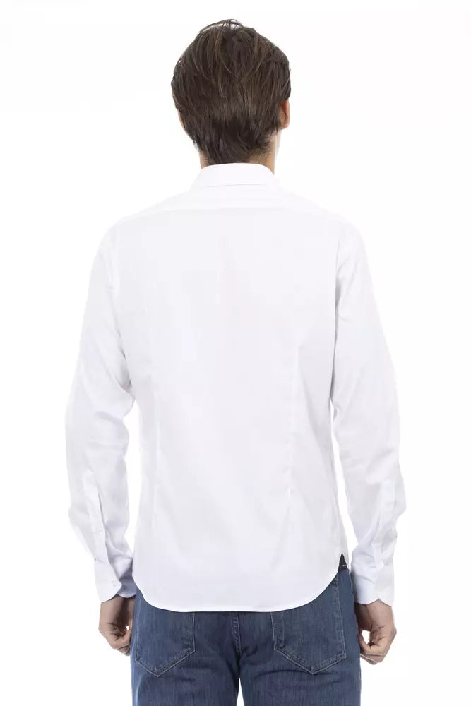 Sleek White Italian Collar Slim Shirt