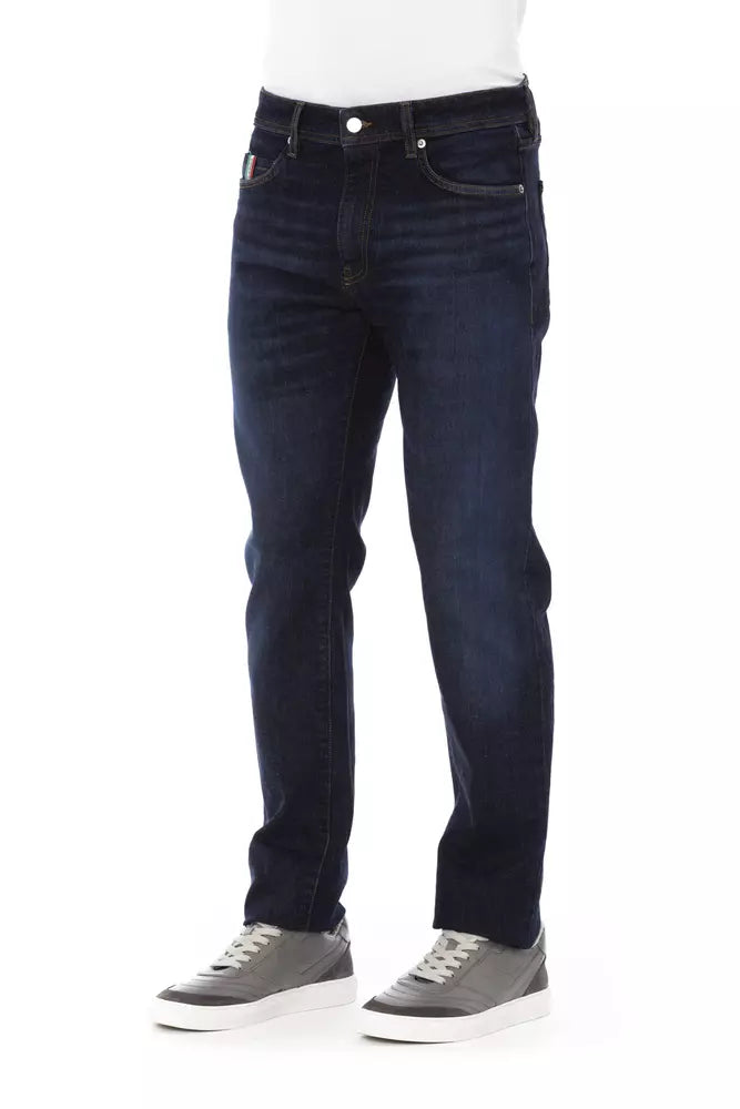 Chic Tricolor Accent Men's Denim