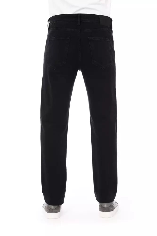 Chic Black Cotton Blend Jeans for Men