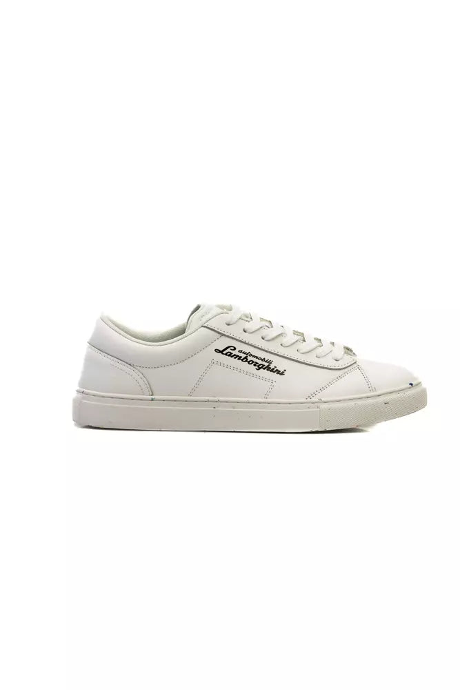 Sleek White Leather Lace-up Sneakers