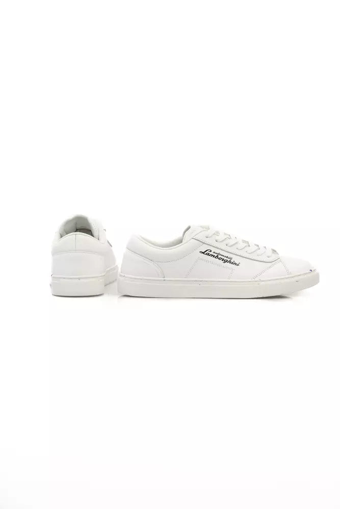 Sleek White Leather Lace-up Sneakers